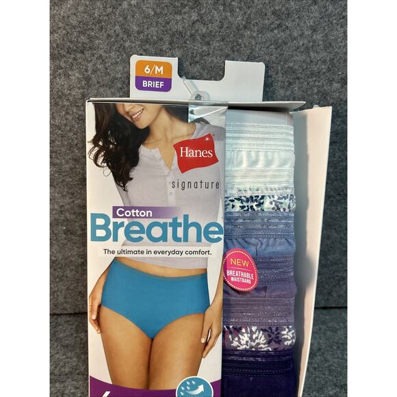 Hanes Women's Signature Breathe Cotton Brief 6-Pack Medium Multicolor NWT - Picture 4 of 5